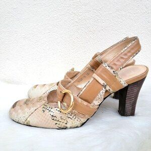 Cussi snake print block heels size36.Heel height 3.5"